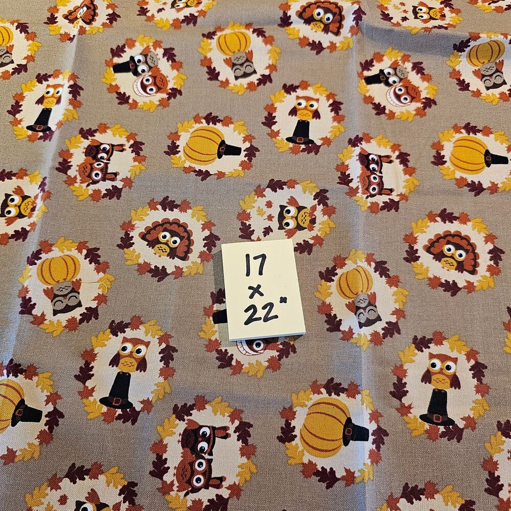 Cotton Fabric Assorted Quilt Craft Brown Tan Floral Animal Fall Leaves Lot of 11 - Picture 16 of 16